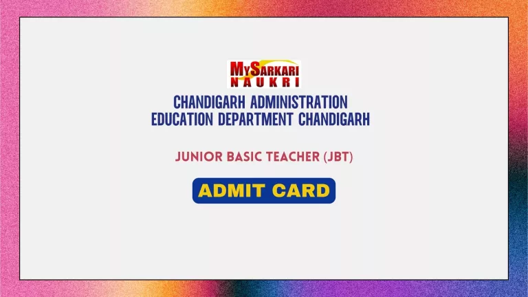 Chandigarh JBT Admit Card